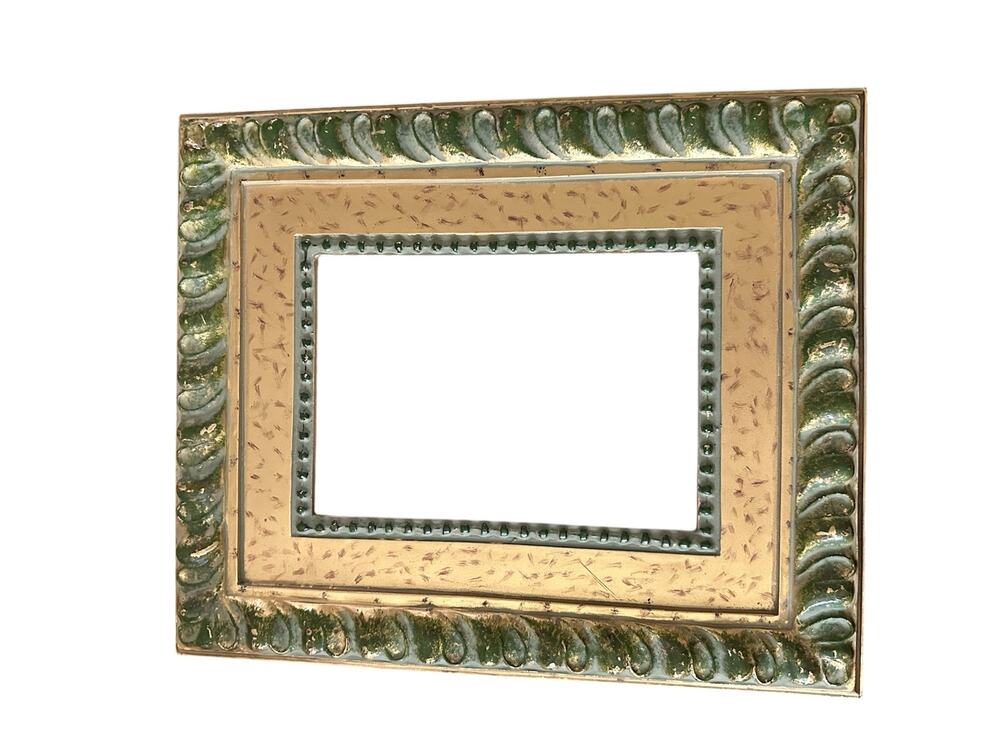 5x7 gold enamel frame vintage art photo gold artwork green retro baroque home